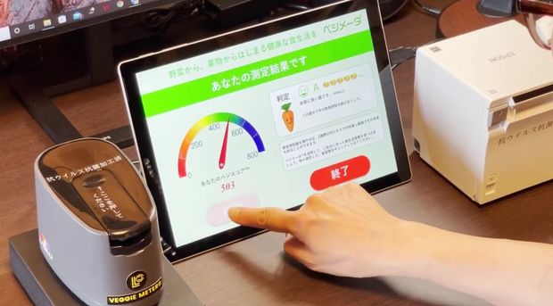 ベジメーターで野菜摂取量を測定した結果画面